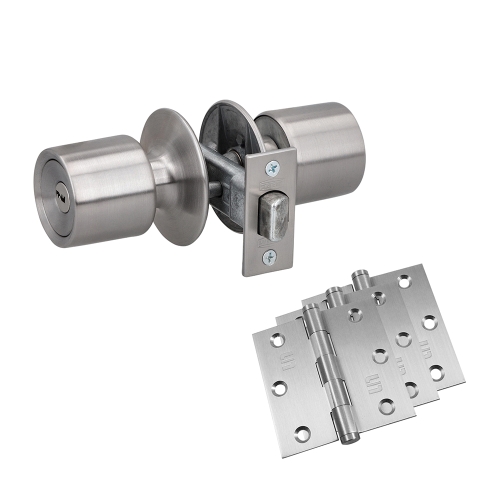 Pack Cerradura de Pomo 4040 + 3 Bisagras 30x30 Acero Inoxidable