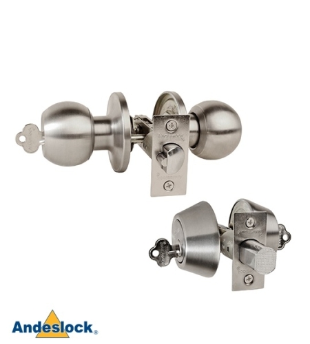 Kit Pomo y Cerrojo Acceso Principal Andeslock- LLave Multipunto